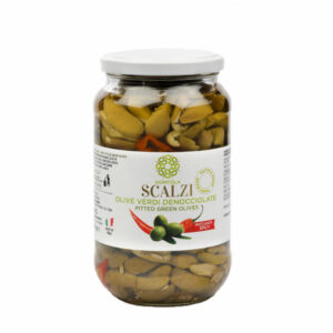 Olive schiacciate denocciolate<br>piccanti 580 gr